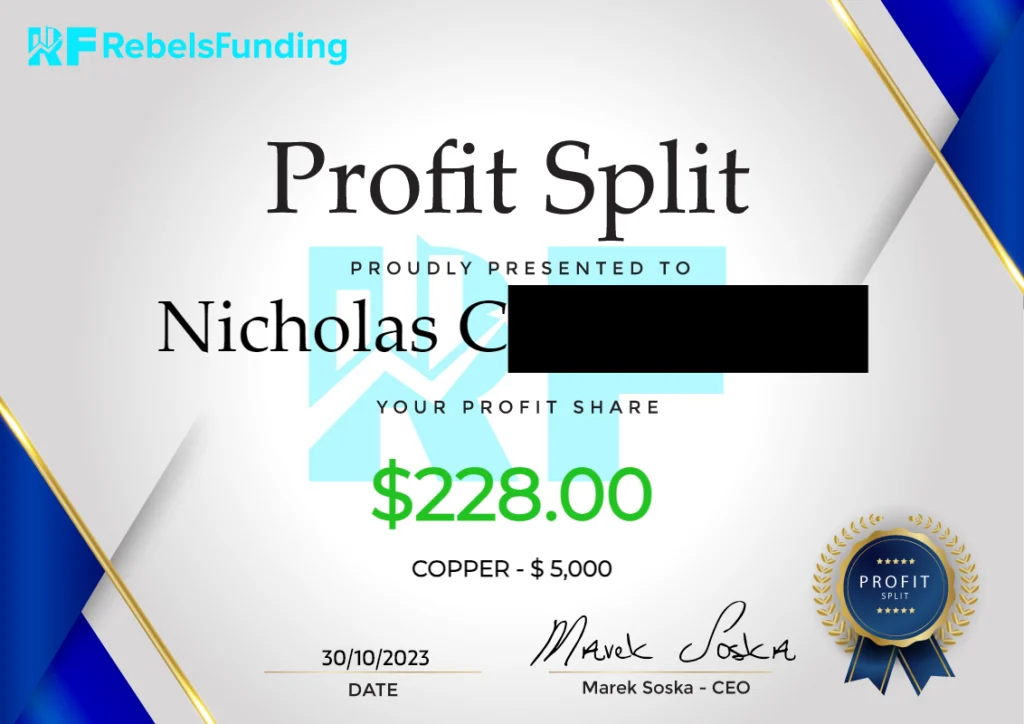 our profit certificate from rebelsfunding