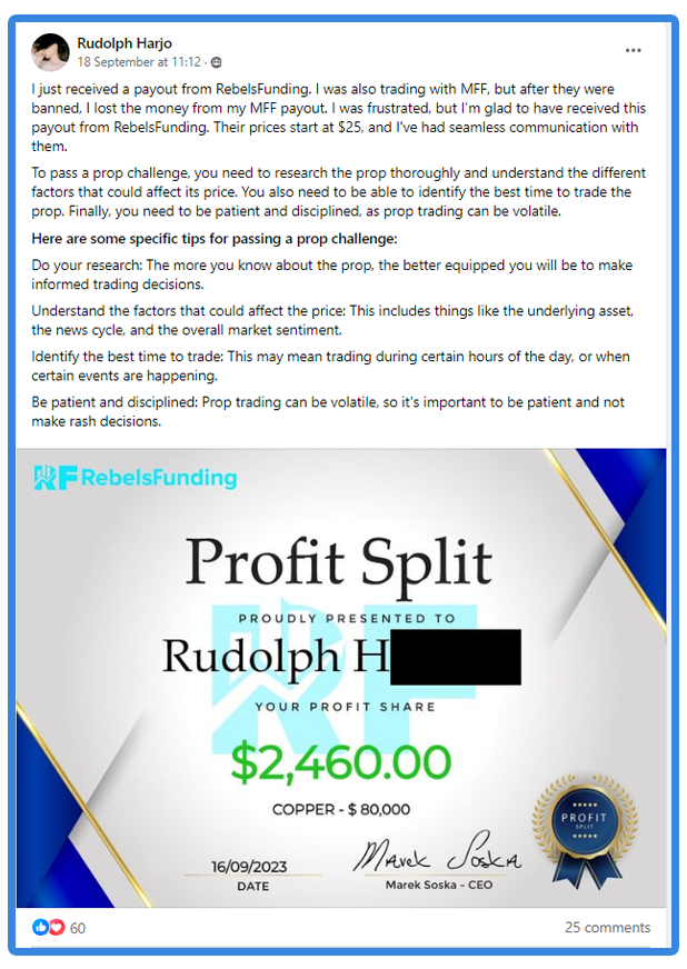prop trader experience with rebelsfunding